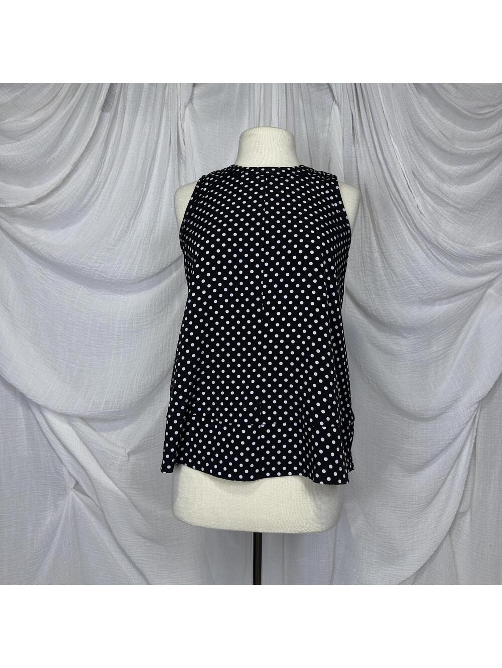 Maison Jules Black Polka Dot Sleeveless Top Size 8
